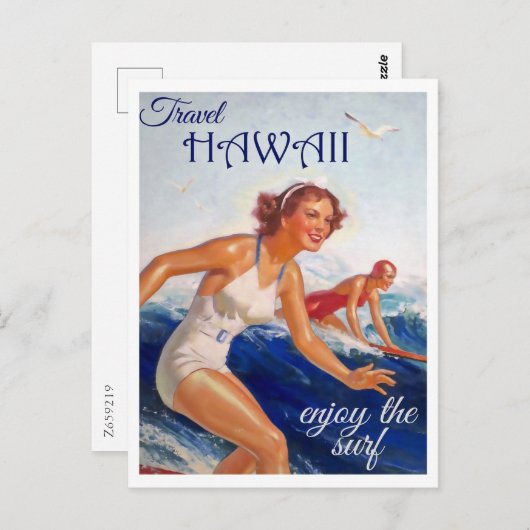 トラベルハワイ楽しむザサーフレトロ ポストカード (正面/裏面)
