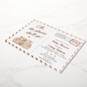 トラベルバラ金ゴールドベビーシャワースプリンクルアドベンチャー 箔招待状 (回転した状態)