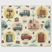 トラベルパターン付きラッピング紙 ラッピングペーパー (フラット)