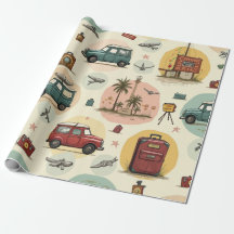 トラベルパターン付きラッピング紙