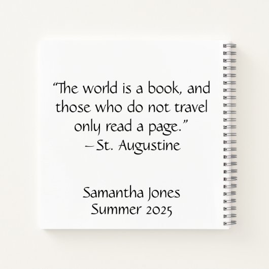 トラベルパーソナライズされたジャーナル | カスタム ノートブック (裏面)