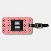 トラベルパーソナライズされたラゲージタグ | サンゴ水玉模様 ラゲッジタグ (正面横)