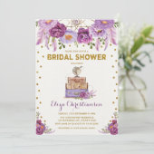 トラベルパープルフローラドリームキャッチャーブライダルシャワー 招待状 (スタンド正面)