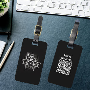 トラベルビッグ飛んでいるフット飛行機QRコードおもしろい ラゲッジタグ