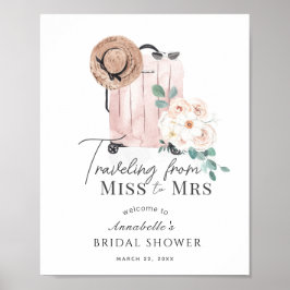 トラベルピンクスーツケースブライダルシャワーへようこそ ポスター