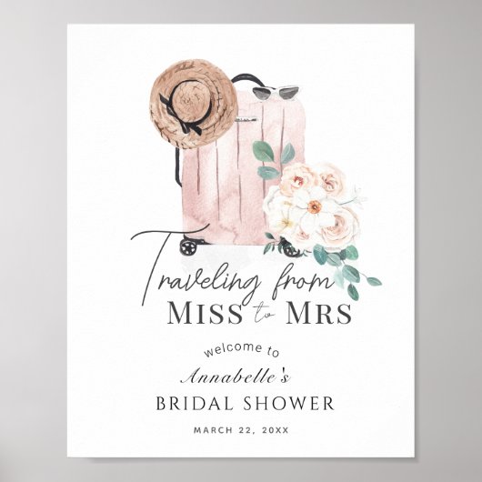 トラベルピンクスーツケースブライダルシャワーへようこそ ポスター (正面)