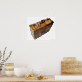 トラベルファッションドシール付きの古いスーツケース ポスター (キッチン)