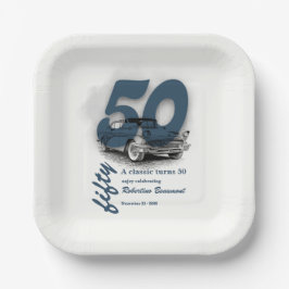 トラベルブルーのクラシックカーが50歳の誕生日を迎える ペーパープレート