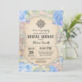 トラベルブルーフローラブライダルシャワー招待 招待状 (スタンド正面)