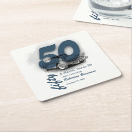 トラベルブルー クラシックカーが50歳の誕生日を迎える スクエアペーパーコースター