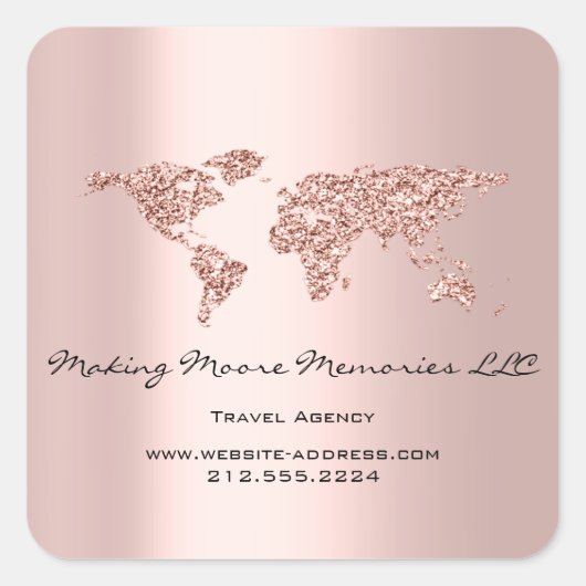 トラベルブロガーエージェンシー アース グローブ ローズ グリッター バス スクエアシール (正面)