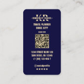 トラベルプランナーワールドマップモダンミッドナイトブルー 名刺 (裏面)