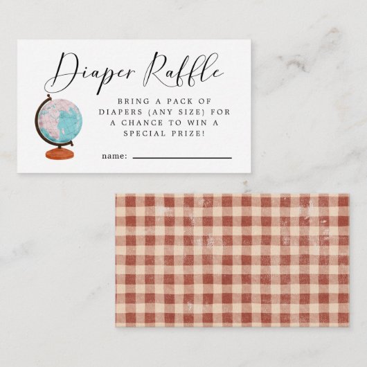 トラベルベビーシャワーおむつラッフルチケット エンクロージャーカード (正面/裏面)