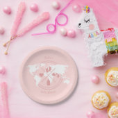 トラベルベビーシャワーテーマパスポートワールドマップ紙 ペーパープレート (パーティー)