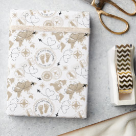 トラベルベビーシャワーワールドマップラッピング紙 ラッピングペーパー