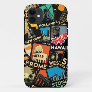 トラベルポスターレトロヴィンテージヨーロッパアジアusa iPhone 11 ケース