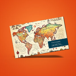 トラベルマップホステルヴィンテージオールドスタイルレトロスケッチ 名刺