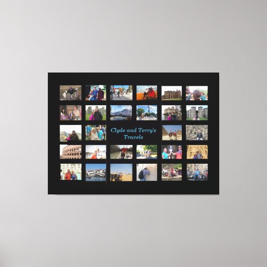 トラベルメモリーズコラージュ36 X 24黒の背景 キャンバスプリント (正面)