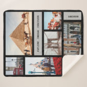 トラベルメモリーズ写真記念ブラックグレー シェルパブランケット (正面(横))