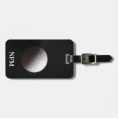 トラベルモノグラムスポーツホワイトゴルフボールオンブラック ラゲッジタグ (正面横)