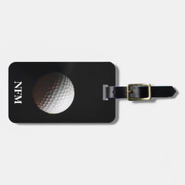 トラベルモノグラムスポーツホワイトゴルフボールオンブラック ラゲッジタグ