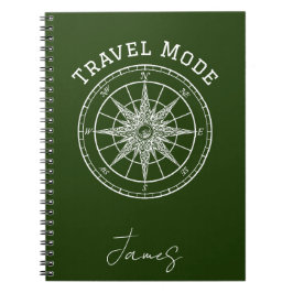 トラベルモードタイポグラフィ、ヴィンテージコンパス、ミニマリスト ノートブック