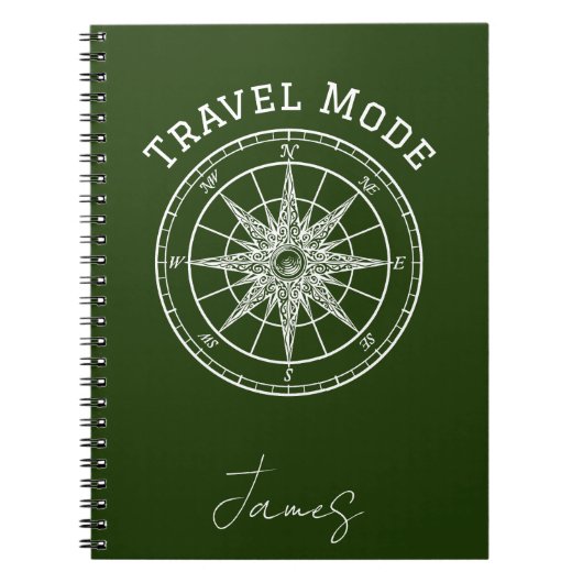 トラベルモードタイポグラフィ、ヴィンテージコンパス、ミニマリスト ノートブック (正面)