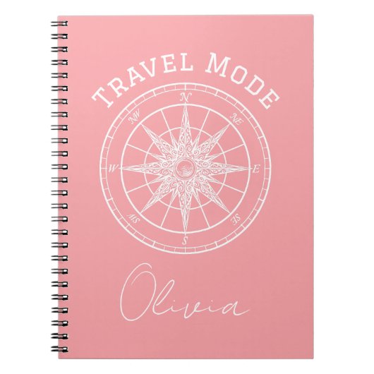 トラベルモードタイポグラフィ、ヴィンテージコンパス、ミニマリスト ノートブック (正面)