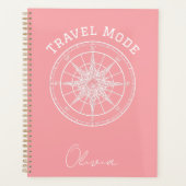 トラベルモードタイポグラフィ、ヴィンテージコンパス、ミニマリスト プランナー手帳 (正面)
