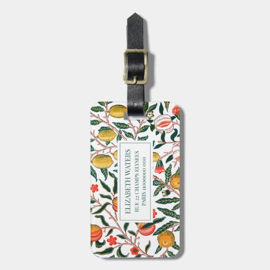 トラベルラゲッジタグ:ウィリアム・モリス:ザクロ ラゲッジタグ (正面縦)
