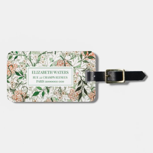 トラベルラゲッジタグ：ウィリアム・モリス： JASMINE ラゲッジタグ (正面横)