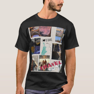 トラベルラバーコラージュTシャツ - アドベンチャーと遍歴 Tシャツ