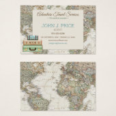 トラベルワールドマップエージェントモダンブラウンブルーベージュ (正面&裏面)