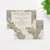 トラベルワールドマップエージェントモダンブラウンブルーベージュ (デスク)