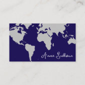 トラベルワールドマップダークブルー 名刺 (正面)