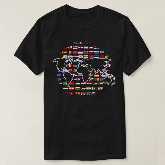 トラベルワールドマップトラベラー国際的ワールドフラ Tシャツ (デザイン正面)
