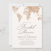 トラベルワールドマップブライダルシャワー 招待状 (正面)