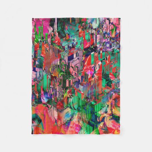 トラベルワールド抽象芸術シティ建物スカイライン フリースブランケット (正面)