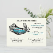 トラベルヴィンテージカー砂漠50th誕生日パーティー 招待状 (スタンド正面)