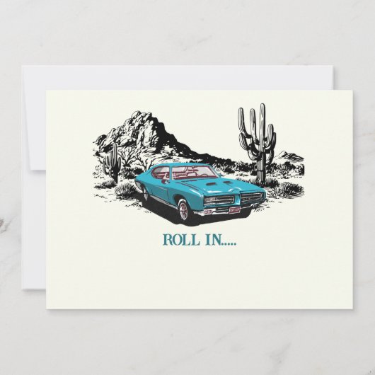 トラベルヴィンテージカー砂漠50th誕生日パーティー 招待状 (裏面)