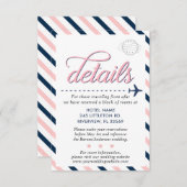 トラベルヴィンテージネイビー結婚ピンクズスイート詳細 エンクロージャーカード (正面/裏面)