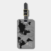 トラベル世界地図カスタム白黒 ラゲッジタグ (正面縦)