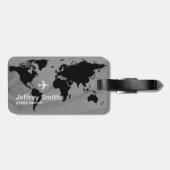トラベル世界地図カスタム白黒 ラゲッジタグ (裏面横)