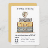 トラベル男女兼用ベビーシャワー招待状 招待状 (正面/裏面)