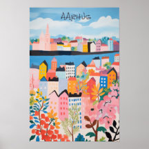 トラベル アート 絵画 都市 デンマーク オーフス