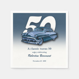トラベル クラシックブルーの車が50歳の誕生日を迎える スタンダードカクテルナプキン