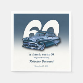 トラベル クラシックブルーの車が60歳の誕生日を迎える スタンダードカクテルナプキン