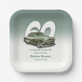 トラベル クラシック グリーン カー 60歳の誕生日 ペーパープレート