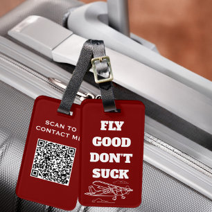 トラベル ジョーク「Fly Good Don’t Suck(ちゃんと飛べよ)」と飛行機 ラゲッジタグ