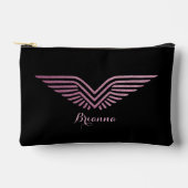 トラベル パイロット ウィングス ピンク スパークル かわいい カスタム アクセサリーポーチ (正面)